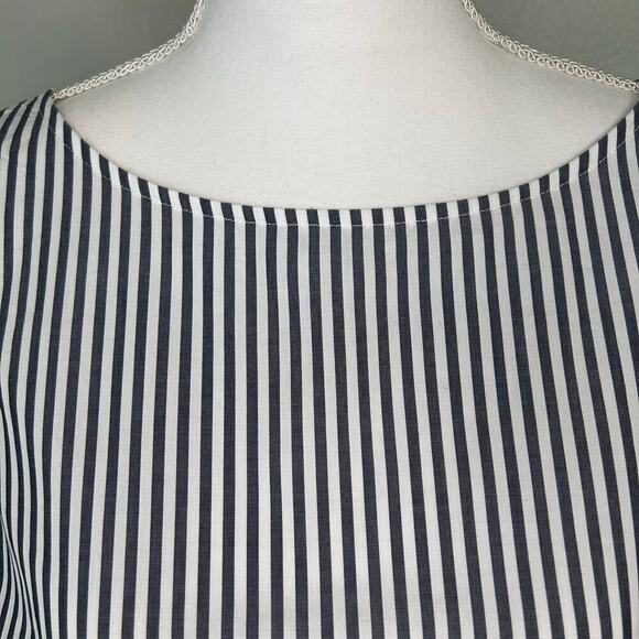 Talbots plus petites NWT black striped poplin 3/4 sleeve tunic top size 1XP - Picture 2 of 10